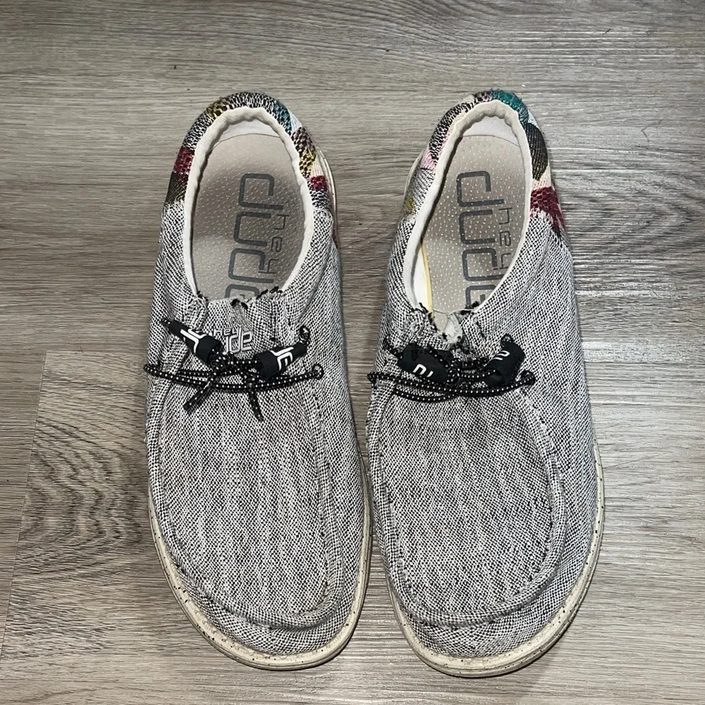 Hey Dude Wally Funk Shoes Mens Gray Tribe Print Casual Lightweight Loafer 11